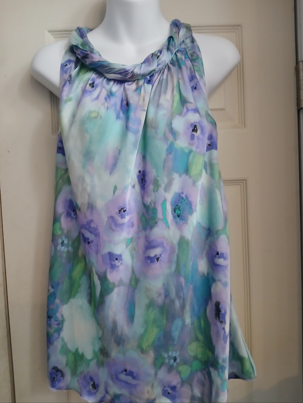 Roz And Ali Large Floral Tank Whimsy Garden Fairy Core Braided Satin Watercolor